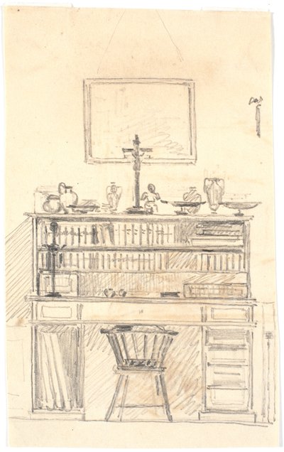 Desk with Bookshelves by Martinus Rørbye