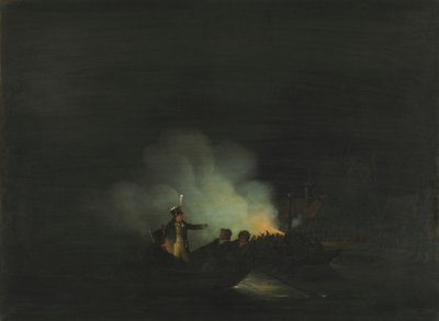 The Crossing of Matthijs Beelaerts, Commander of the National Guard, to Papendrecht on the Night of November 22, 1813 by Martinus Schouman