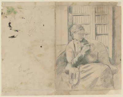 Knitting in the Library, c. 1881 by Mary Cassatt