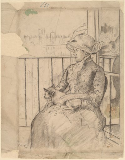 Susan on a Balcony Holding a Dog by Mary Cassatt
