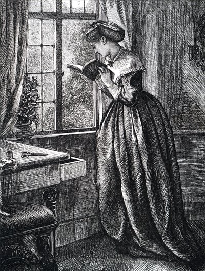 A young woman reading by an open window by Mary Ellen Edwards
