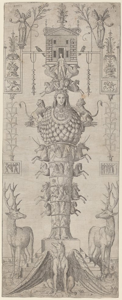A Grotesque with Diana of Ephesus and Diverse Animals by Master AP