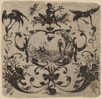 Ornament with Grotesque by Master CR