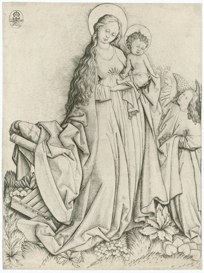 Madonna with Angel Giving Roses by Master E. S.