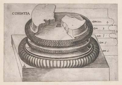 Speculum Romanae Magnificentiae: Corinthian base from the Temple of Mars Ultor, Rome by Master GA
