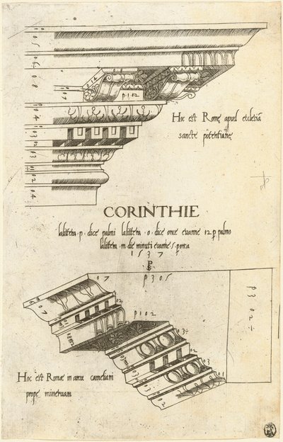 Entablatures from Santa Pudenziana and the Arch of Camigliano, Rome by Master PS