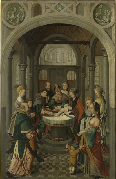 Panel of an Altarpiece with Circumcision of Christ, on verso is Resurrection of Christ by Master of Alkmaar (attributed to)