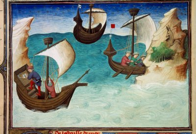 Navigators in the Indian Ocean oriented with stars and astrolabe. Miniature in 