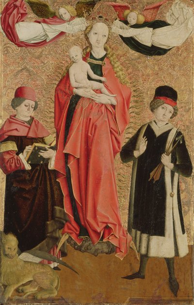 The Virgin of Immaculate Conception with Saint Mark and Saint Sebastian by Master of Grossgmain