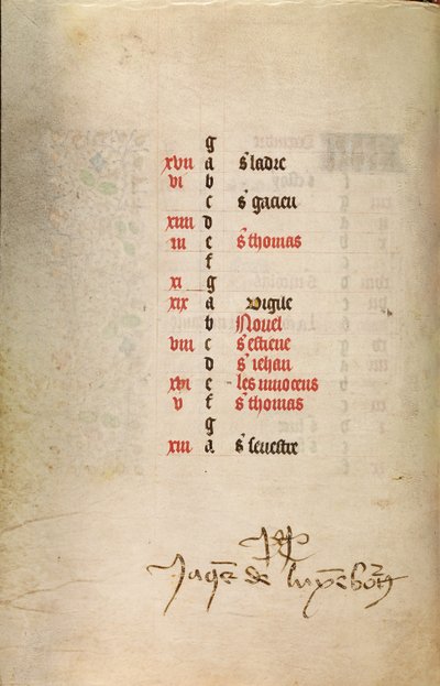 Calendar Page for December Continued by Master of Jacques of Luxembourg