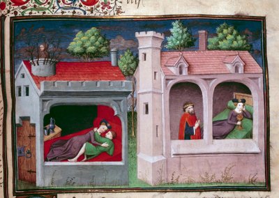 Gallant scene: two couples talking by Master of Jean Mansel