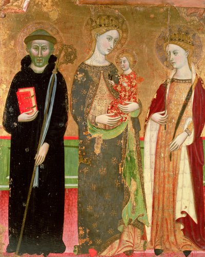 The Virgin and Child with St. Olivia and St. Benedict by Master of Rubió