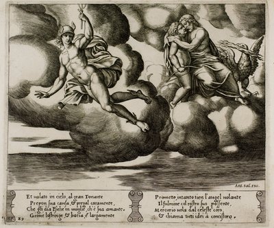 Cupid Begging Jupiter for Mercy for Psyche by Master of the Die