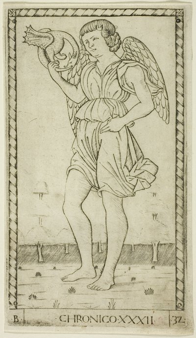 Genius of Time, plate 32 from Genii and Virtues by Master of the E Series Tarocchi