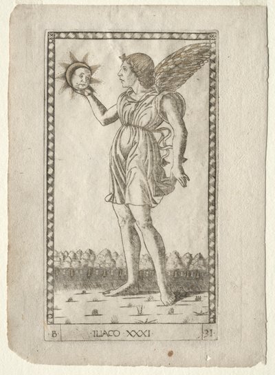 Genius of the Sun from the Tarocchi, Series B: Cosmic Principles & Virtues, #31 by Master of the E Series Tarocchi