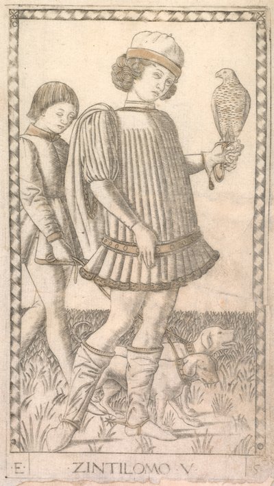 Gentleman from the Tarocchi Series E: Conditions of Man, #5, c. 1465 by Master of the E Series Tarocchi