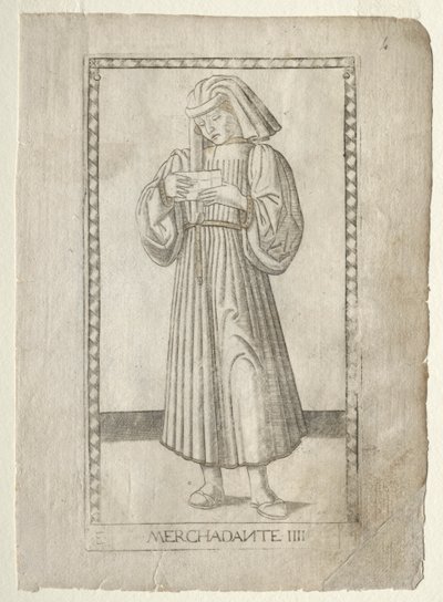 The Merchant from the Tarocchi, Series E: Conditions of Man, #4, Before 1467 by Master of the E Series Tarocchi