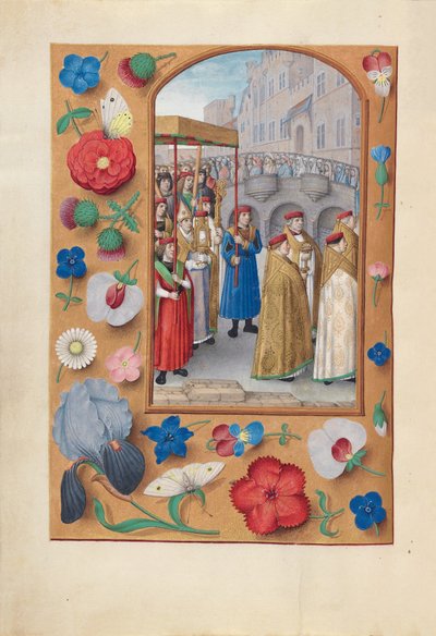 Hours of Queen Isabella the Catholic, Queen of Spain: Fol. 43v, Procession of the Sacrament by Master of the First Prayerbook of Maximillian