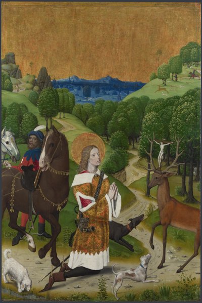 The Conversion of Saint Hubert. Shutter from the Werden Altarpiece by Master of the Life of the Virgin