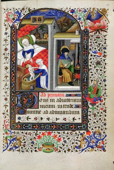 Nativity (from a Book of Hours, Paris, c.1435) by Master of the Munich Golden Legend