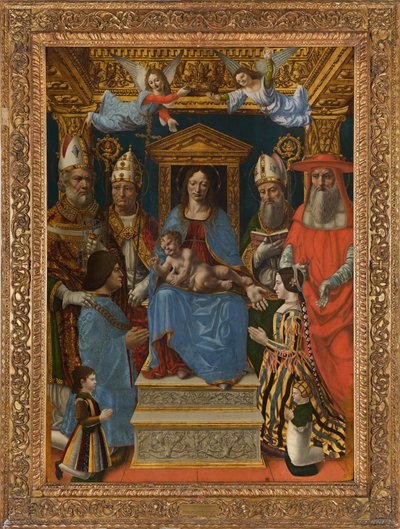 Madonna Enthroned with Child, Doctors of the Church and the family of Ludovico the Moro by Master of the Pala Sforzesca