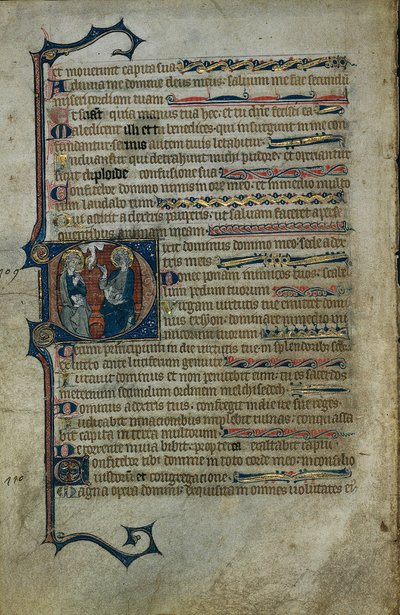 Leaf from a Psalter: Historiated Initial D with The Trinity by Master of the Queen Mary Psalter
