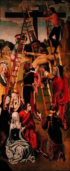 The Deposition, side panel of a triptych, c.1490s by Master of the Virgo Inter Virgines