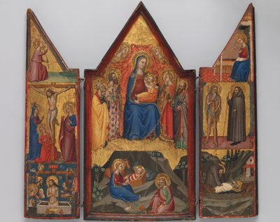 Madonna and Child Enthroned with Saints, and below the Nativity by Matteo di Pacino