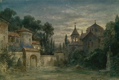 Stage design for the opera The Force of Destiny by G. Verdi, 1875 by Matvey Andreyevich Shishkov