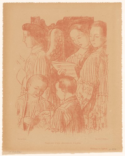 Three Singing Angels and Two Choirboys During the Holy Mass by Maurice Denis