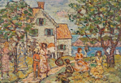 Beach and Two Houses by Maurice Prendergast