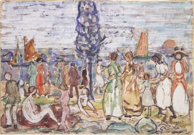 Beach with Blue Tree by Maurice Prendergast