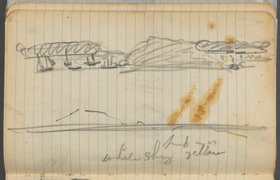 Sketchbook, page 132: Marine View with color notations by Maurice Prendergast