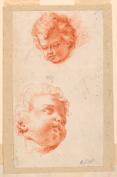 Studies: Two Heads of Children, Late 18th Century by Mauro Gandolfi