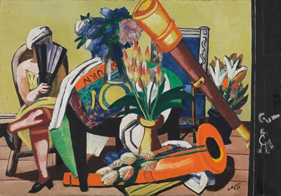 Large Still Life with Telescope by Max Beckmann