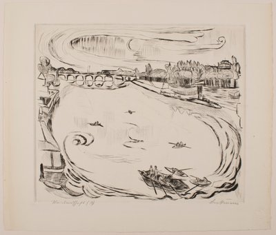 Main River Landscape, Plate 6 from the Portfolio “Faces” by Max Beckmann