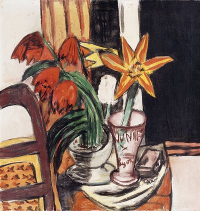 Red Tulips and Fire Lilies by Max Beckmann