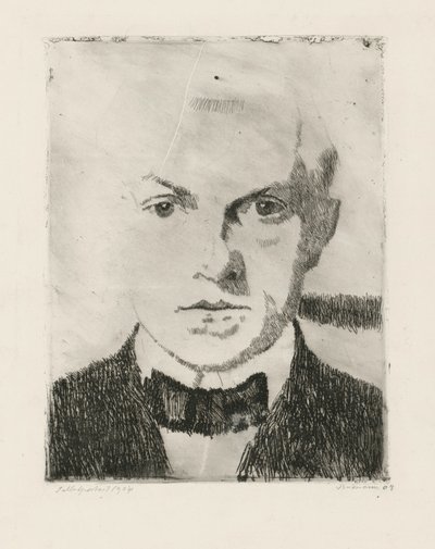 Self-Portrait (verso: first state print of the drypoint etching "Lovers" from 1916, Hofmaier 88 I) by Max Beckmann