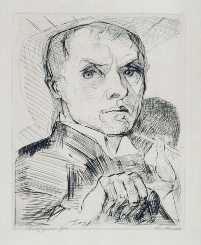 Self-Portrait with Stylus (Sheet 19 from "Faces") by Max Beckmann