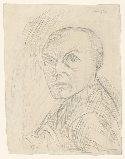 Self-Portrait in Half Profile to the Left by Max Beckmann
