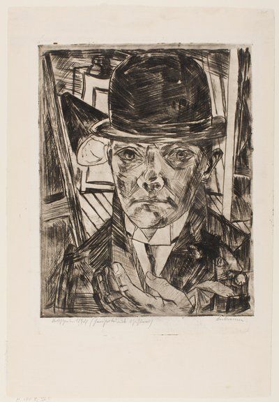 Self-Portrait in Bowler Hat by Max Beckmann