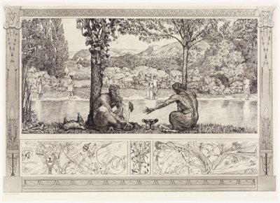 Narcissus and Echo I (Rescues of Ovidian Victims, Opus II, Plate 7) by Max Klinger