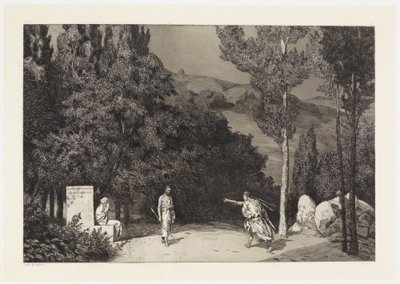 Pyramus and Thisbe III (Rescues of Ovidian Victims, Opus II, Plate 4) by Max Klinger