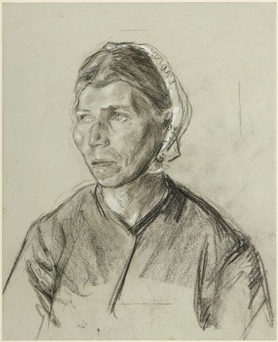 Bust of an Older Woman with a Cap by Max Liebermann