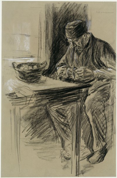 Old Man Peeling Potatoes in Laren by Max Liebermann