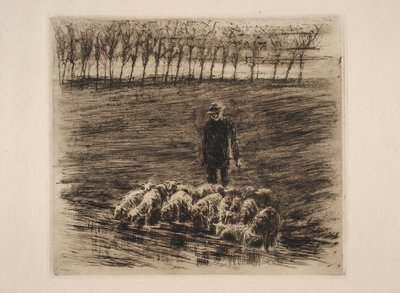Flock of Sheep at the Watering Place by Max Liebermann