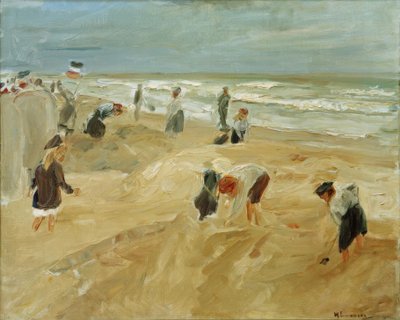 Playing Children on the Beach of Noordwijk (Beach Scene in No by Max Liebermann