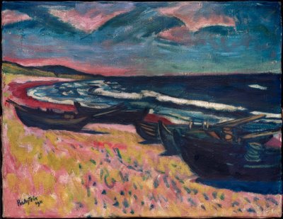 Boats on the Beach of Nidden by Max Pechstein