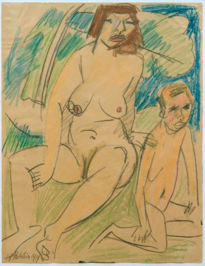 Naked Woman with Child by Max Pechstein