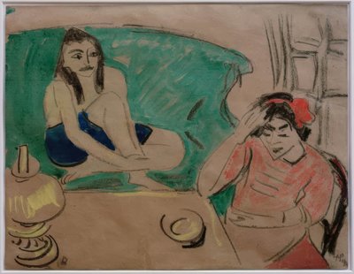 Two Girls at the Table by Max Pechstein